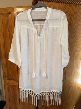 Cupshe White Tassel Fringe Swim Coverup